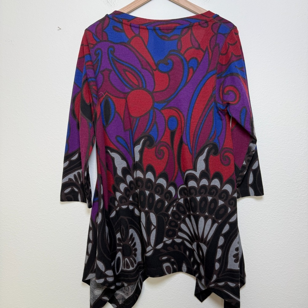 Premise Women Tunic Top XL Multicolor Lagenlook Arsty Asymmetrical Long Sleeve - Picture 6 of 7